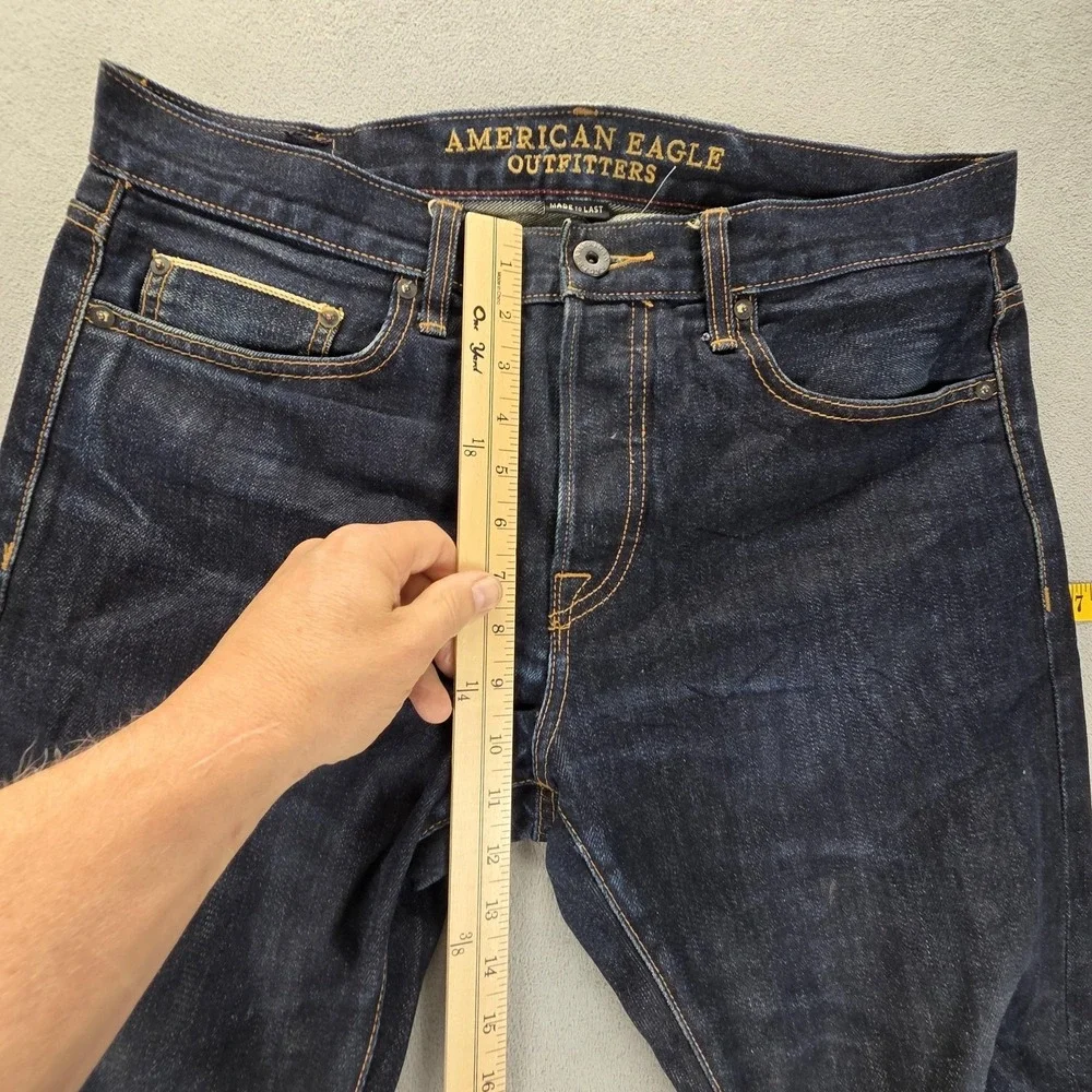 American Eagle‎ Jeans Mens 32x32 Blue Selvedge Slim Honeycomb Dark Wash